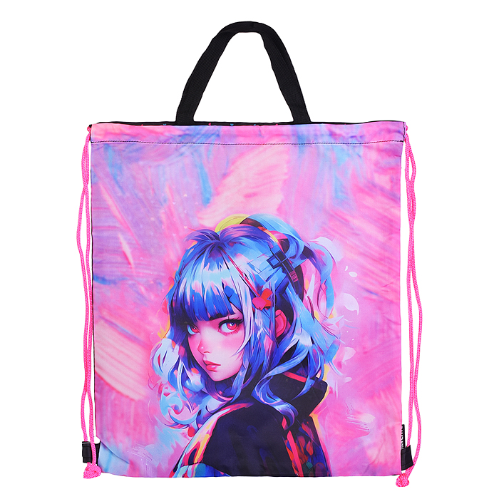 Сумка для сменной обуви "Hey Girl" 38x43 см, влагонепроницаемый полиэстер, на веревочной за