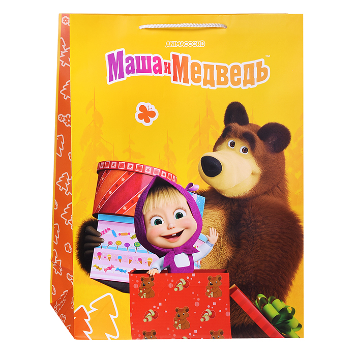 Пакет подарочный матовый "Маша и Медведь" пакет xl.