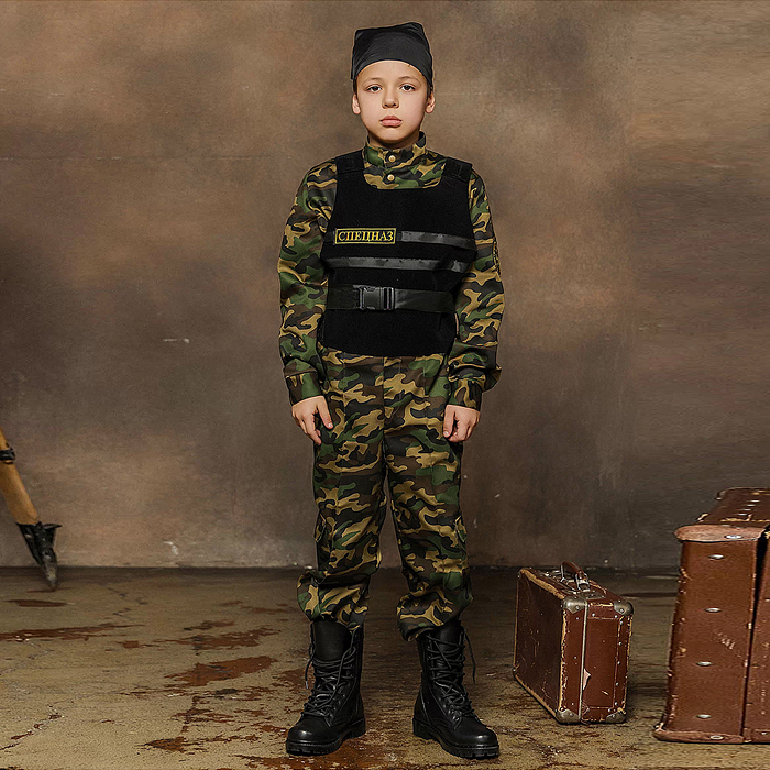 Костюм "Спецназ" (рубашка, брюки, бронежилет, бандана) размер 146-76