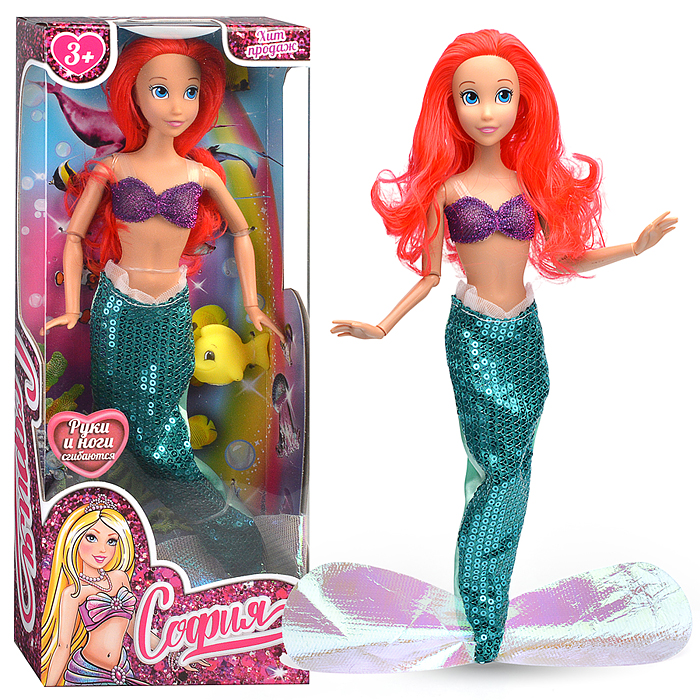 Кукла София 29см, "Сказочная русалка" "(руки и ноги сгиб., питомец в наб.,) в коробке