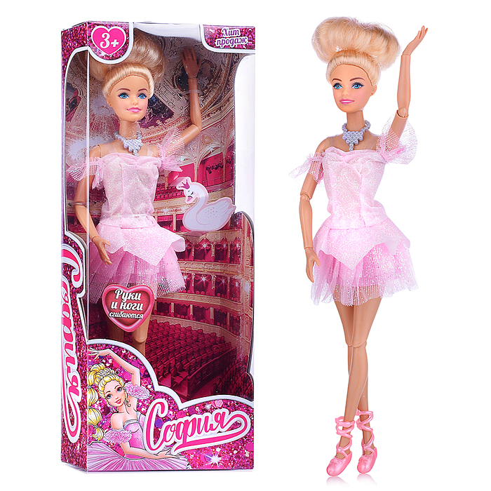 Кукла София 29см. (руки и ноги сгиб., балерина, аксесс,) в коробке