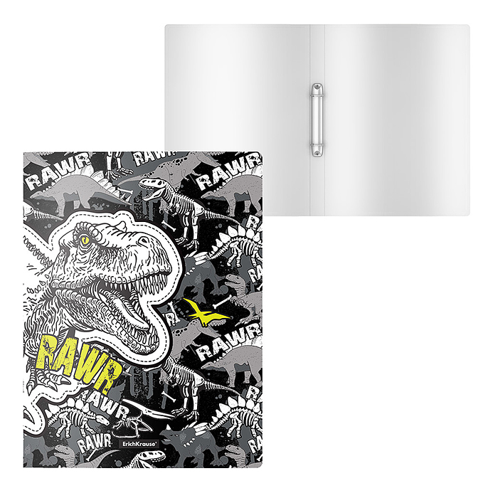 Папка на 2 кольцах пластиковая Dinosaur Park, 24мм, А4 (в пакете по 4 шт.)