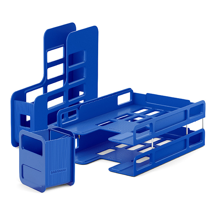 Набор настольный из 3 предметов пластиковый Techno, Classic, синий