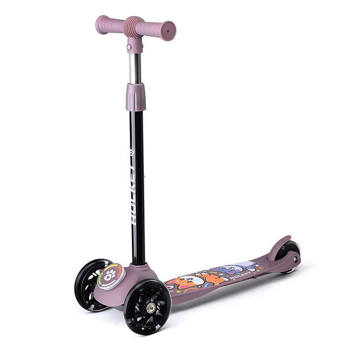 Фото к товару Самокат трёхколёсный R0203 ROCKET колёса световые PU, цвет коричневый Самокат трёхколёсный R0203 ROCKET колёса световые PU, цвет коричневый