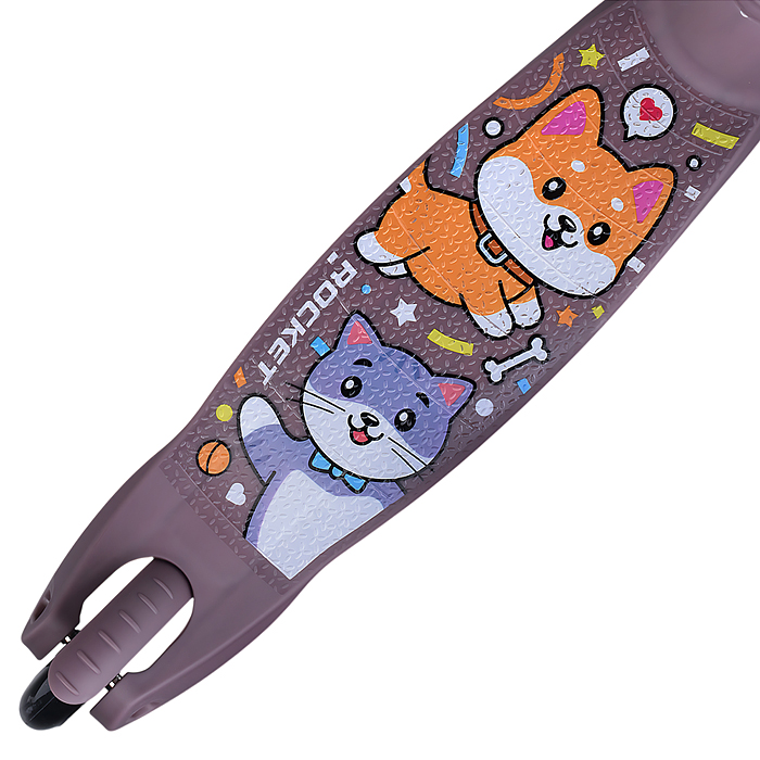 Фото к товару Самокат трёхколёсный R0203 ROCKET колёса световые PU, цвет коричневый Самокат трёхколёсный R0203 ROCKET колёса световые PU, цвет коричневый