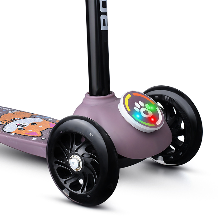 Фото к товару Самокат трёхколёсный R0203 ROCKET колёса световые PU, цвет коричневый Самокат трёхколёсный R0203 ROCKET колёса световые PU, цвет коричневый