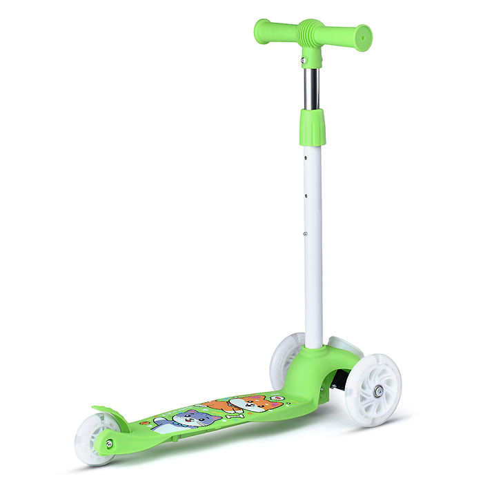 Фото к товару Самокат трёхколёсный R0203 ROCKET колёса световые PU, цвет салатовый Самокат трёхколёсный R0203 ROCKET колёса световые PU, цвет салатовый