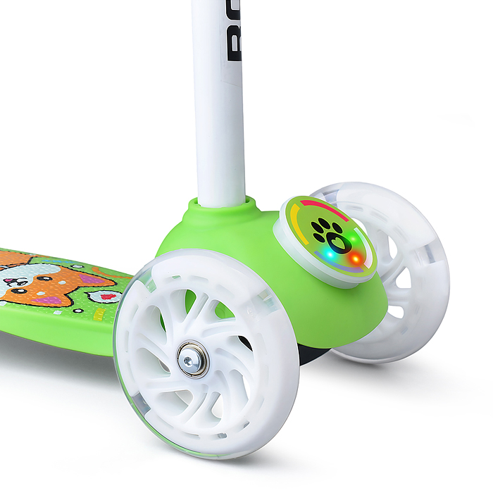 Фото к товару Самокат трёхколёсный R0203 ROCKET колёса световые PU, цвет салатовый Самокат трёхколёсный R0203 ROCKET колёса световые PU, цвет салатовый