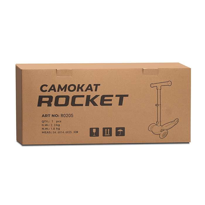 Фото к товару Самокат трёхколёсный R0205 ROCKET колёса PU, цвет красный Самокат трёхколёсный R0205 ROCKET колёса PU, цвет красный