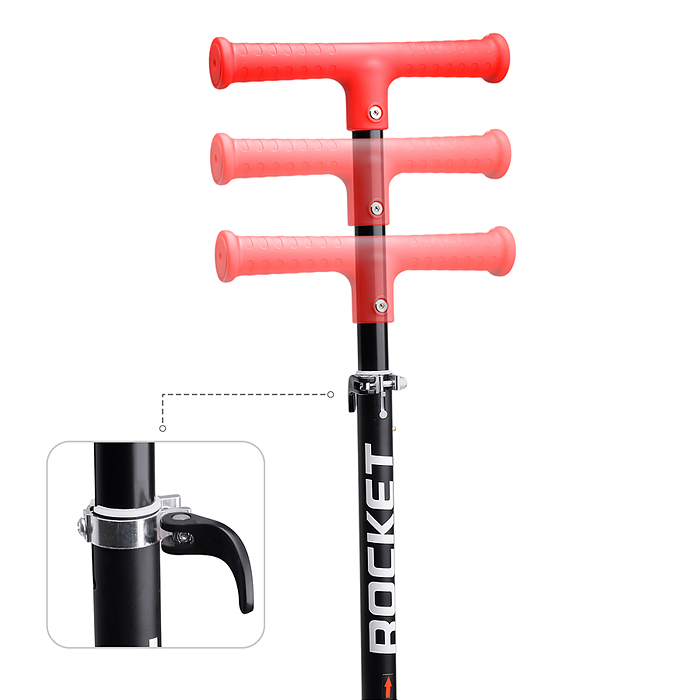 Фото к товару Самокат трёхколёсный R0205 ROCKET колёса PU, цвет красный Самокат трёхколёсный R0205 ROCKET колёса PU, цвет красный