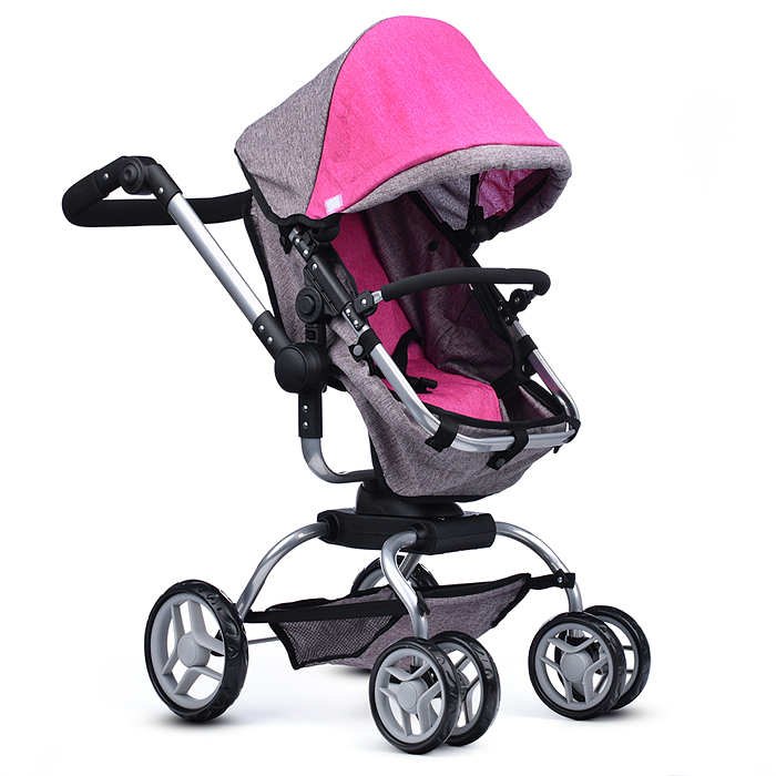 Фото к товару Коляска - трансформер 9623 для кукол, металлическая, регулируемая ручка, с корзиной, цвет серо-розов Коляска - трансформер 9623 для кукол, металлическая, регулируемая ручка, с корзиной, цвет серо-розов