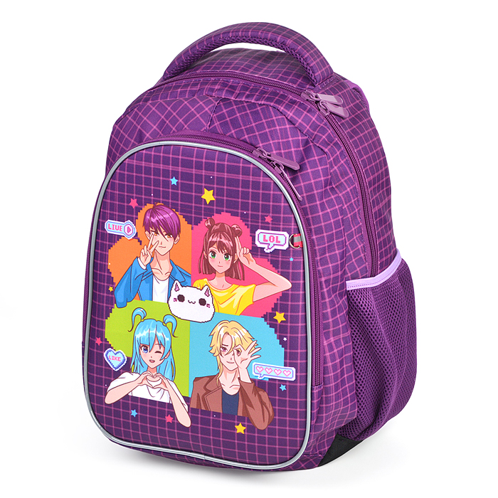 Рюкзак облегченный "Аниме" с анатомической спинкой, 2 отделения на молнии