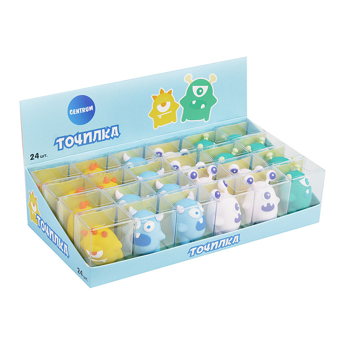 Фото к товару Точилка пластиковая "Монстрик" 4,5 х 4 см. в дисплее Точилка пластиковая "Монстрик" 4,5 х 4 см. в дисплее