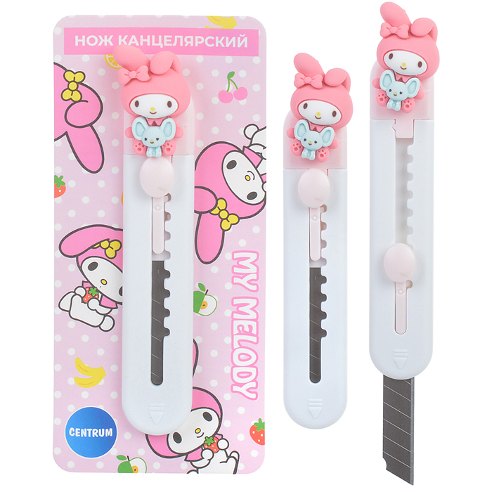 Нож канцелярский "My Melody" ширина лезвия 9 мм, в пакете с подвесом