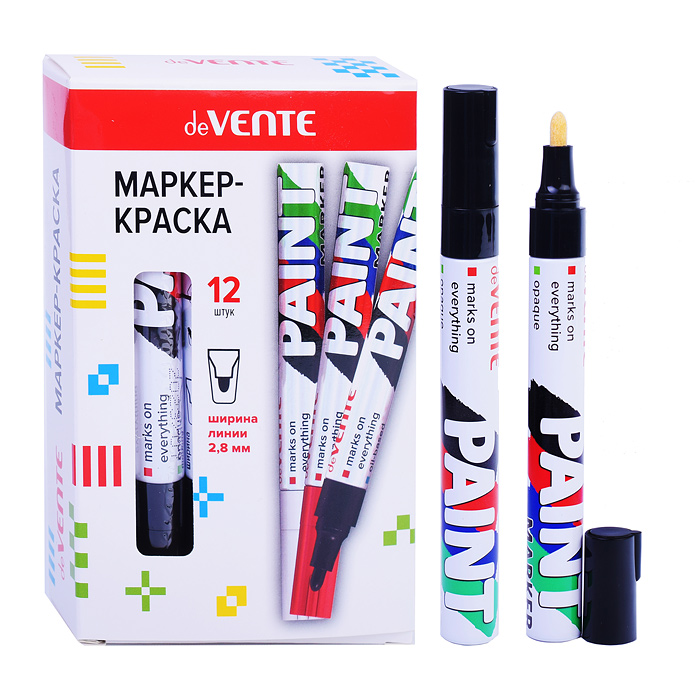 Маркер-краска чёрная, круглый алюминиевый корпус, с клипом, нитро-основа, пулевидный наконечник, 2,8