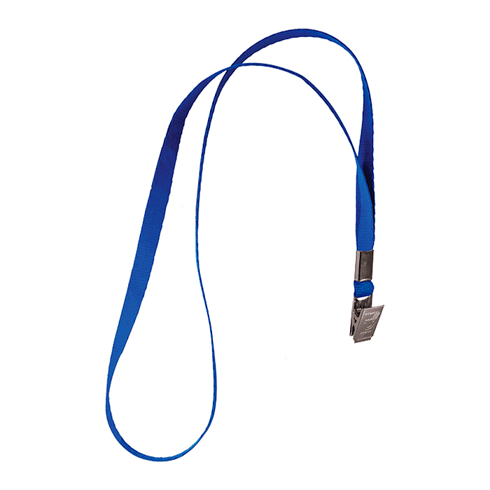 Лента для бейджа текстильная 40 см с металлическим клипом, синяя
