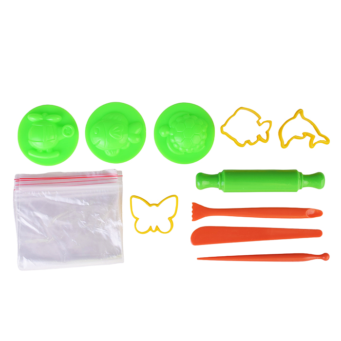 Тесто для лепки в коробке 14 цветов по 50гр, 6форм, скалка, стеки,