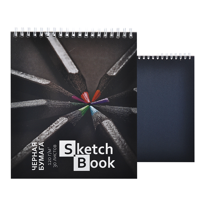 Скетчбук 30л. А5 "Карандаши" гребень S, премиум, фольга Скетчбук 30л. А5 "Карандаши" гребень S, премиум, фольга
