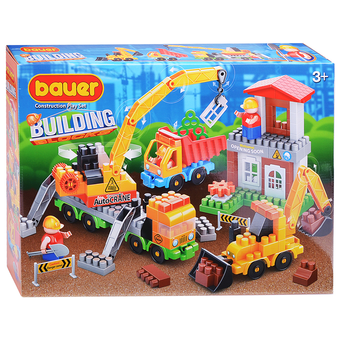 Конструктор 661 "Стройка" набор строительная площадка с автокраном, грузовиком и тракт
