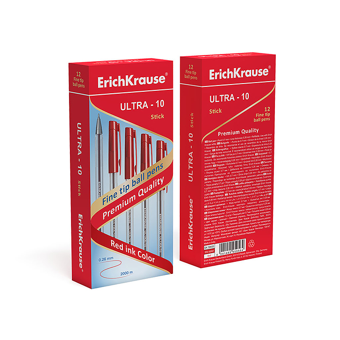 Фото к товару Ручка шариковая ULTRA-10, цвет чернил красный Ручка шариковая ULTRA-10, цвет чернил красный