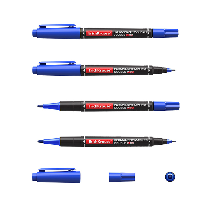 Фото к товару Маркер перманентный двухсторонний Double P-80, цвет чернил синий Маркер перманентный двухсторонний Double P-80, цвет чернил синий