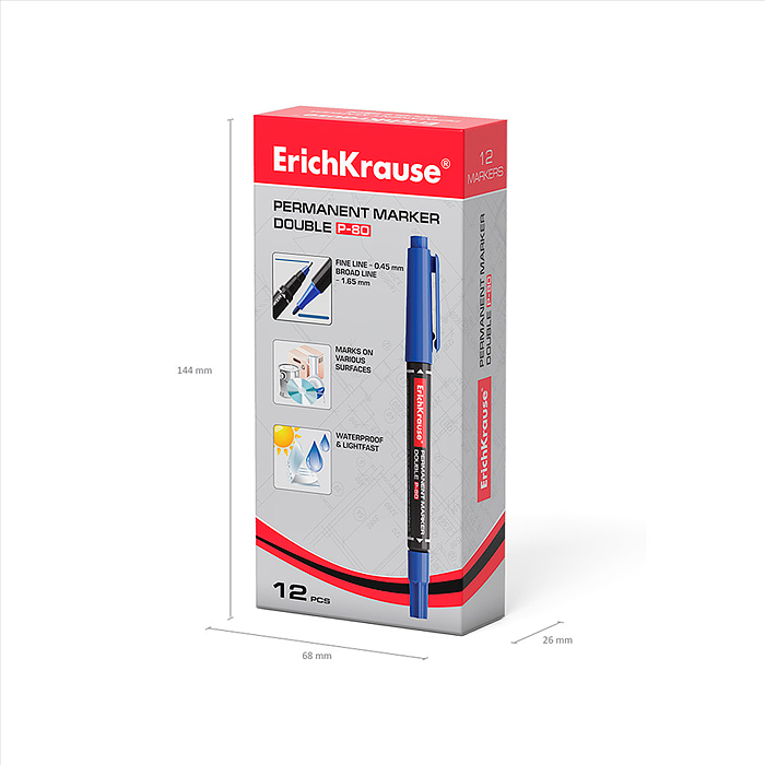 Фото к товару Маркер перманентный двухсторонний Double P-80, цвет чернил синий Маркер перманентный двухсторонний Double P-80, цвет чернил синий