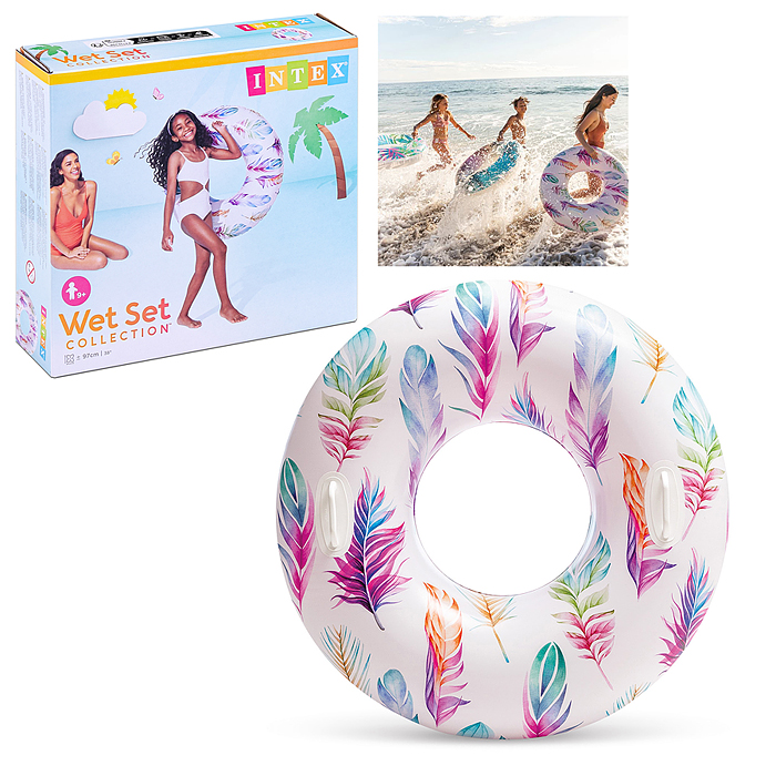 Фото к товару Круг для плавания «Узоры», с ручками, d=97 см, от 9 лет, цвета микс, 58263NP INTEX Круг для плавания «Узоры», с ручками, d=97 см, от 9 лет, цвета микс, 58263NP INTEX