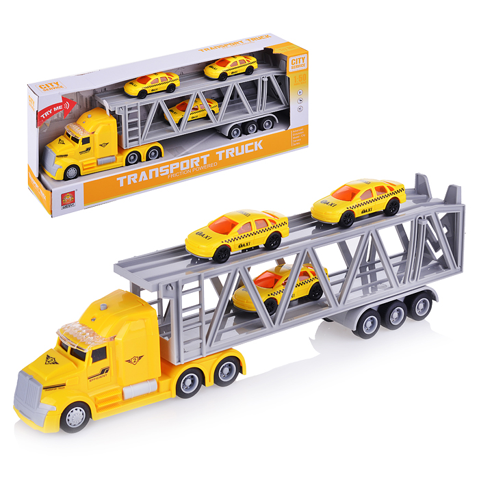 Машина WY782A "Автовоз" с машинками такси 1:50 (свет, звук) в коробке Машина WY782A "Автовоз" с машинками такси 1:50 (свет, звук) в коробке
