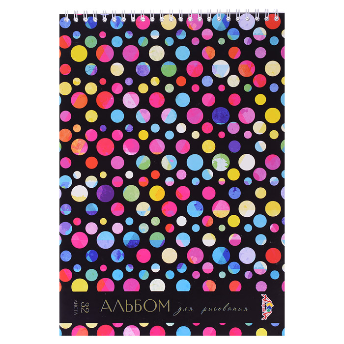 Альбом для рисования 32л "Яркие горошины" на гребне Альбом для рисования 32л "Яркие горошины" на гребне