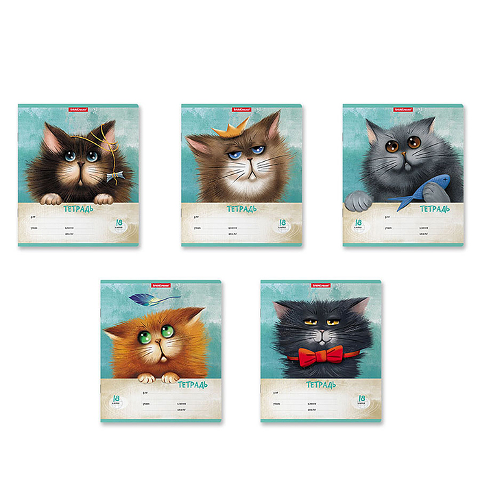 Тетрадь 18 л. клетка Funny Cats