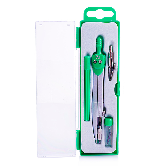 Фото к товару Готовальня "Klasse", 4 предмета: циркуль 125 мм, рейсфедерная вставка + держатель, грифель Готовальня "Klasse", 4 предмета: циркуль 125 мм, рейсфедерная вставка + держатель, грифель