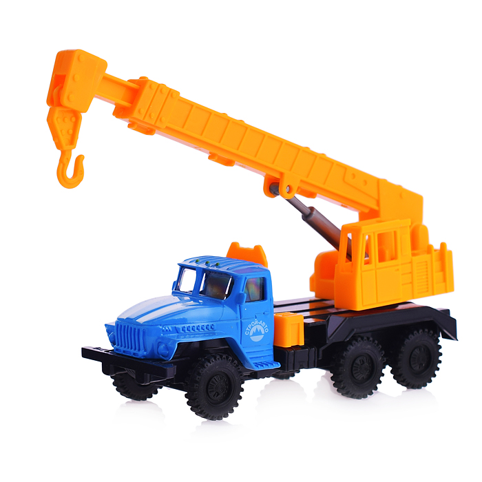 Фото к товару Грузовик металлический, инерционный, Подъемный кран, подвижные элементы Грузовик металлический, инерционный, Подъемный кран, подвижные элементы