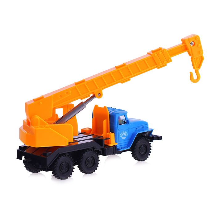 Фото к товару Грузовик металлический, инерционный, Подъемный кран, подвижные элементы Грузовик металлический, инерционный, Подъемный кран, подвижные элементы