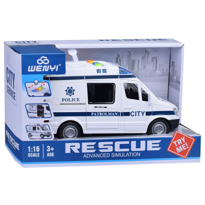 Машина WY590F "Полиция" 1:16 (свет, звук) в коробке