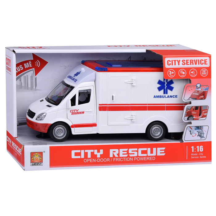 Машина WY597A "Скорая помощь" 1:16 (свет, звук) в коробке