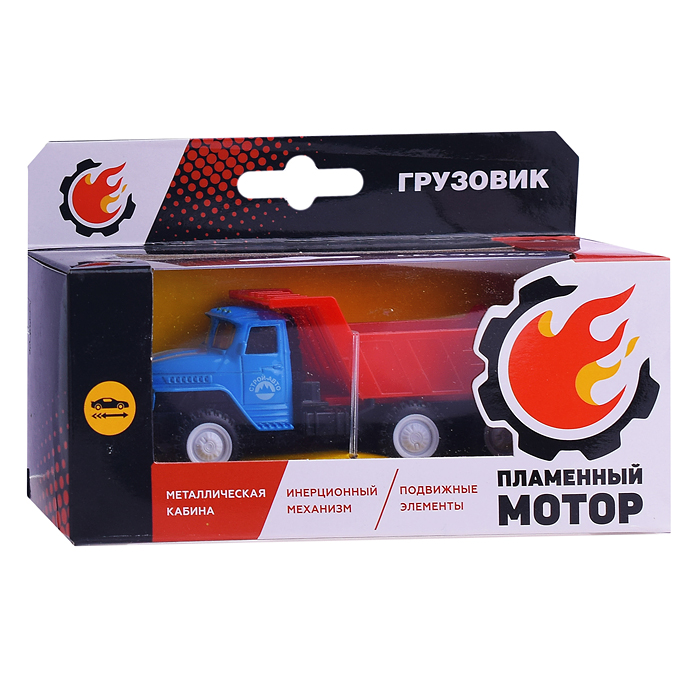 Фото к товару Грузовик металлический, инерционный, Самосвал, подвижные элементы Грузовик металлический, инерционный, Самосвал, подвижные элементы