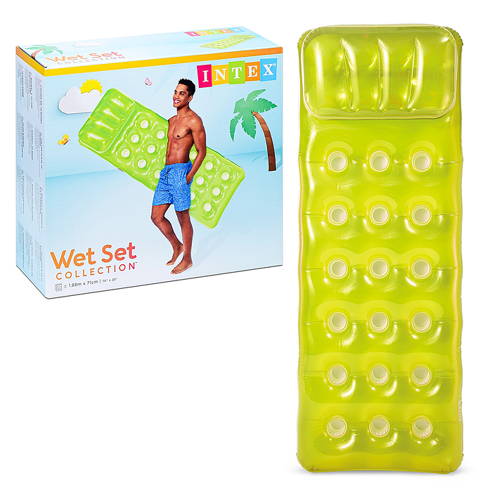 Фото к товару Матрас цветной со стаканами, 188Х71см 58890EU INTEX Матрас цветной со стаканами, 188Х71см 58890EU INTEX