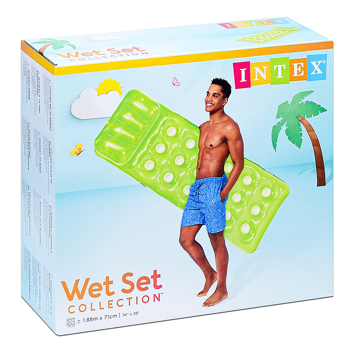 Фото к товару Матрас цветной со стаканами, 188Х71см 58890EU INTEX Матрас цветной со стаканами, 188Х71см 58890EU INTEX