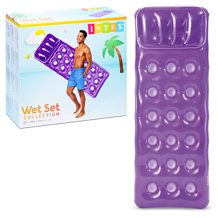 Фото к товару Матрас цветной со стаканами, 188Х71см 58890EU INTEX Матрас цветной со стаканами, 188Х71см 58890EU INTEX