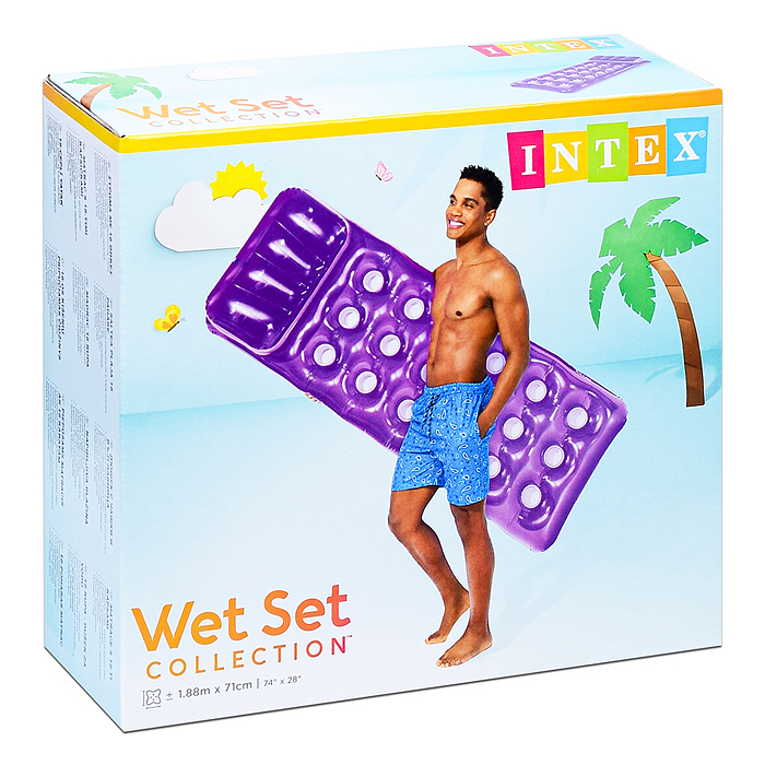 Фото к товару Матрас цветной со стаканами, 188Х71см 58890EU INTEX Матрас цветной со стаканами, 188Х71см 58890EU INTEX