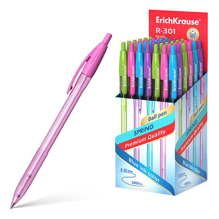 Ручка шариковая автоматическая R-301 Spring Matic 0.7, цвет чернил синий 