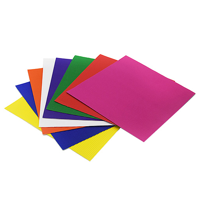 Бумага цветная 8л. 8цв. гофрированная 20х20 "Ежик" папка