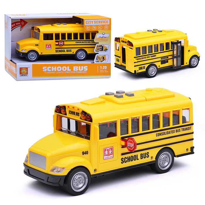 Автобус WY940A "Школьный" 1:20 (свет, звук) в коробке Автобус WY940A "Школьный" 1:20 (свет, звук) в коробке