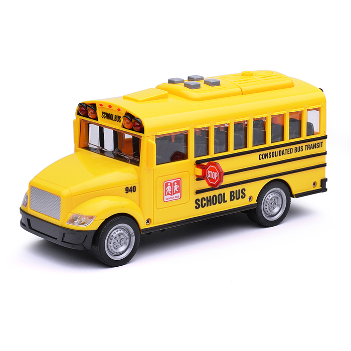 Фото к товару Автобус WY940A "Школьный" 1:20 (свет, звук) в коробке Автобус WY940A "Школьный" 1:20 (свет, звук) в коробке