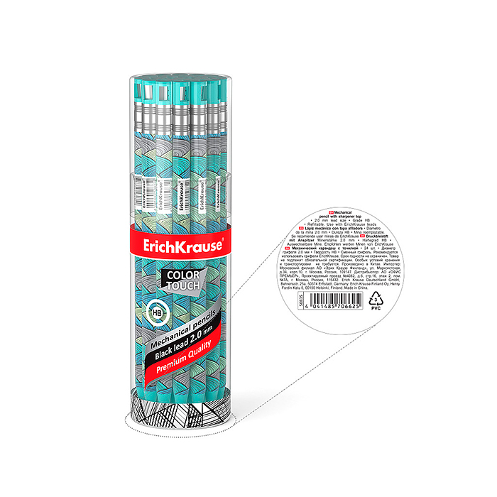 Фото к товару Карандаш механический ColorTouch® Emerald Wave 2.0 мм, с точилкой, НВ Карандаш механический ColorTouch® Emerald Wave 2.0 мм, с точилкой, НВ