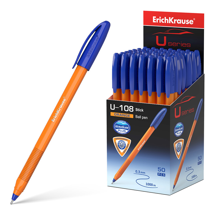  Ручка шариковая U-108 Orange Stick 1.0, Ultra Glide Technology, цвет чернил синий 