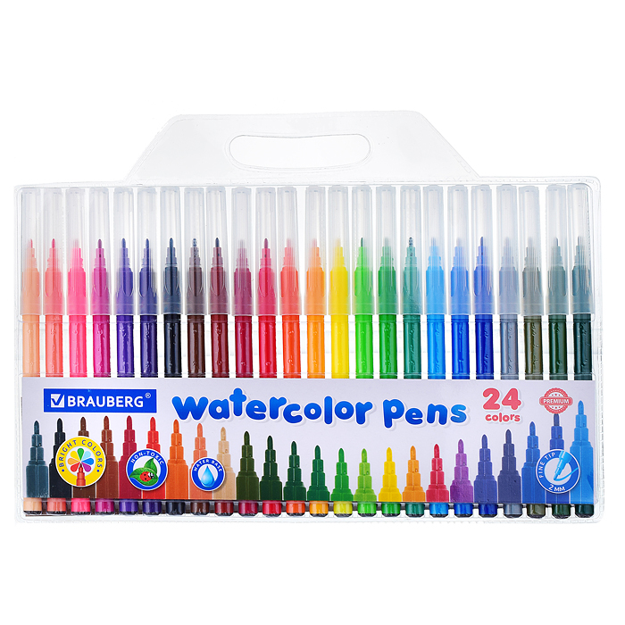 Фломастеры 24 цв. "PREMIUM" классические, вентилируемый колпачок, ПВХ-упаковка с европодвесом Фломастеры 24 цв. "PREMIUM" классические, вентилируемый колпачок, ПВХ-упаковка с европодвесом