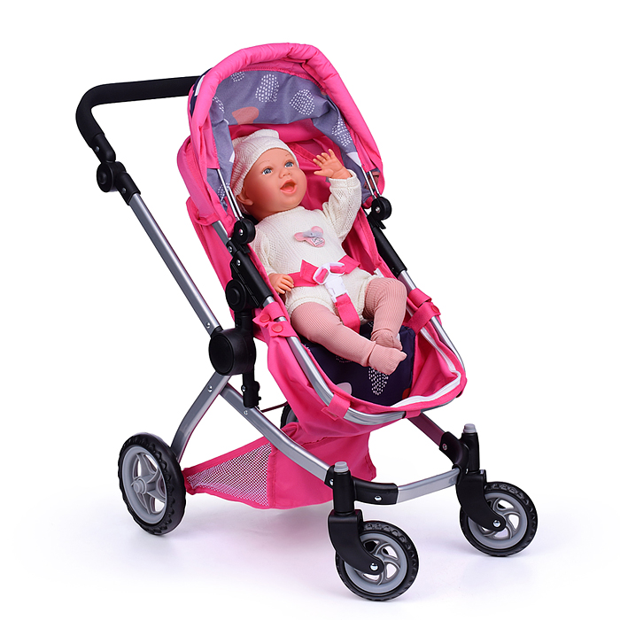 Фото к товару Коляска - трансформер для кукол 9651 металлическая, регулируемая ручка, с корзиной,цвет розово-серый Коляска - трансформер для кукол 9651 металлическая, регулируемая ручка, с корзиной,цвет розово-серый