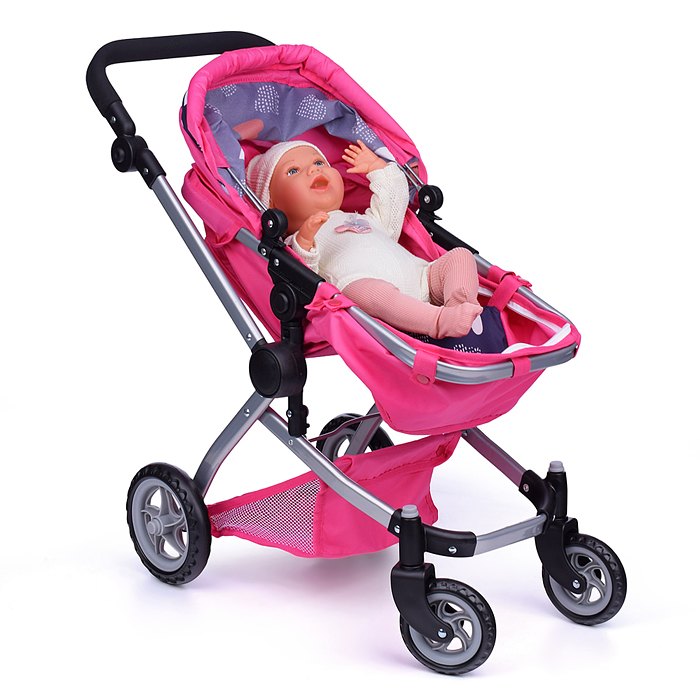 Фото к товару Коляска - трансформер для кукол 9651 металлическая, регулируемая ручка, с корзиной,цвет розово-серый Коляска - трансформер для кукол 9651 металлическая, регулируемая ручка, с корзиной,цвет розово-серый