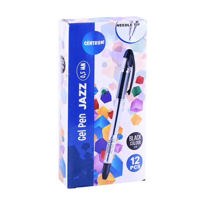Ручка гелевая черная игольчатая "JAZZ" с металлическим наконечником, 0,5 мм.